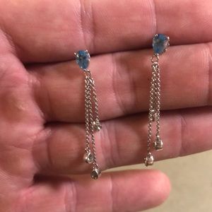 Blue topaz earrings with diamond accents